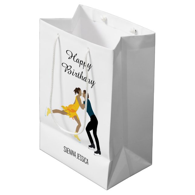 Figure Skating Medium Gift Bag (Front Angled)