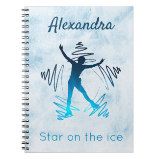 Figure skating notebook star on ice blue