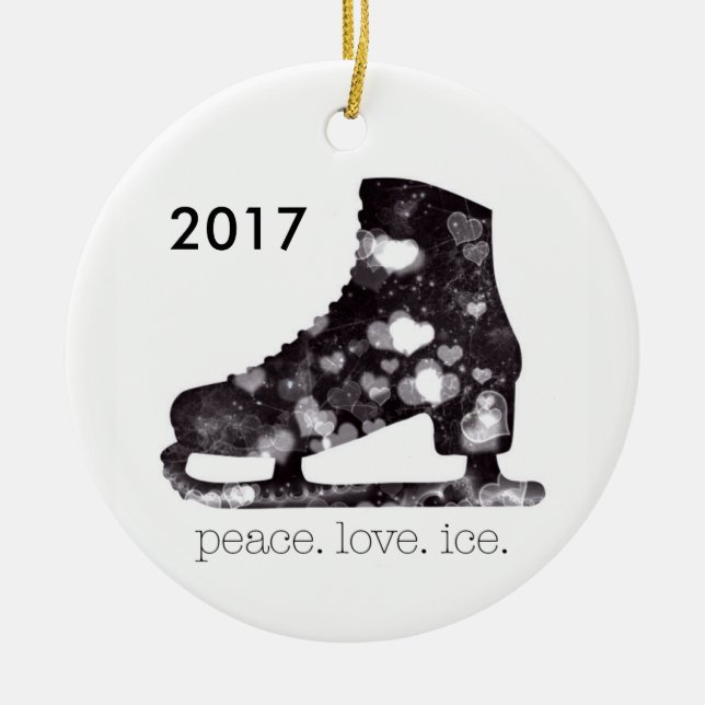 Figure Skating Ornament Peace Love Ice (Front)