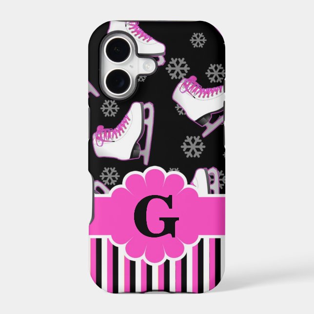 Figure Skating Pink & Black Custom Monogram (Back)