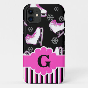 Figure Skating Pink & Black Custom Monogram Case-Mate iPhone Case