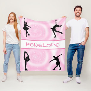 Figure Skating Pink Swirl Fleece Blanket