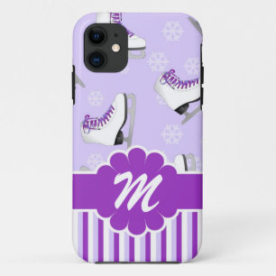 Figure Skating Purple and White Custom Monogram iPhone 11 Case
