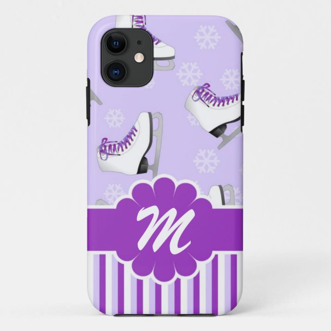 Figure Skating Purple and White Custom Monogram Case-Mate iPhone Case (Back)