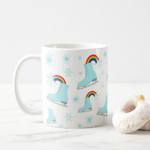 Figure Skating Rainbow Skates Ice Snowflakes Coffee Mug