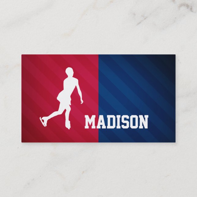 Figure Skating; Red, White, and Blue Business Card (Back)