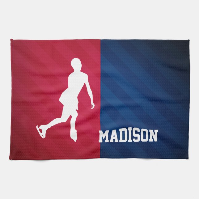 Figure Skating; Red, White, and Blue Tea Towel (Horizontal)