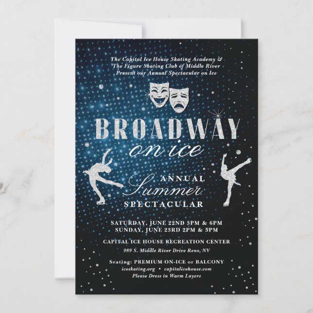 Figure Skating Show Invitation Broadway on Ice (Front)