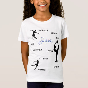 Figure Skating Skills Typography T-Shirt w/ Name