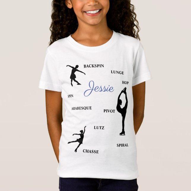 Figure Skating Skills Typography T-Shirt w/ Name (Front)