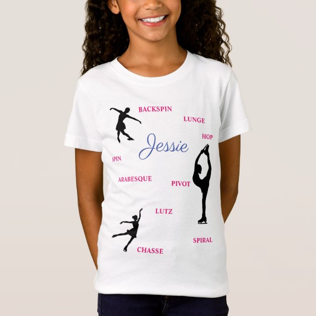 Figure Skating Skills Typography T-Shirt w/ Name (Front)