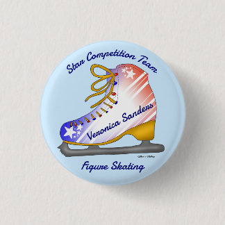Figure Skating Stars and Stripes 3 Cm Round Badge