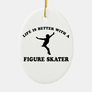 Figure Skating Vector Designs Ceramic Tree Decoration