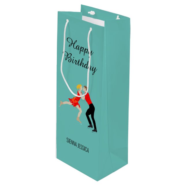 Figure Skating Wine Gift Bag (Front Angled)