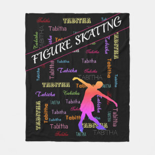 Figure Skating with Personalised Name All Over Fleece Blanket