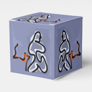 Figure with Feline: Abstract Blue, Orange, B & W Favour Box