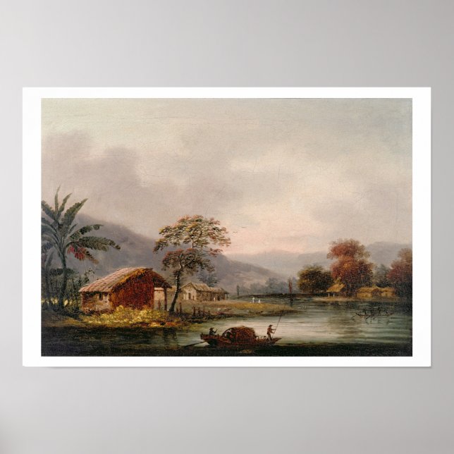 Figures Guiding a Sampan Round a Bend in a River, Poster (Front)