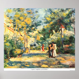 Figures in the garden by Pierre Renoir Poster