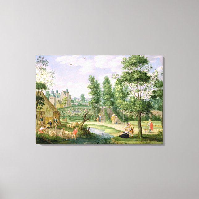 Figures in the Grounds of a Country House Canvas Print (Front)