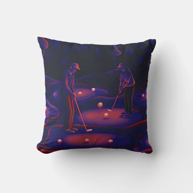 Figures Reaching for Celestial Bodies Cushion (Front)