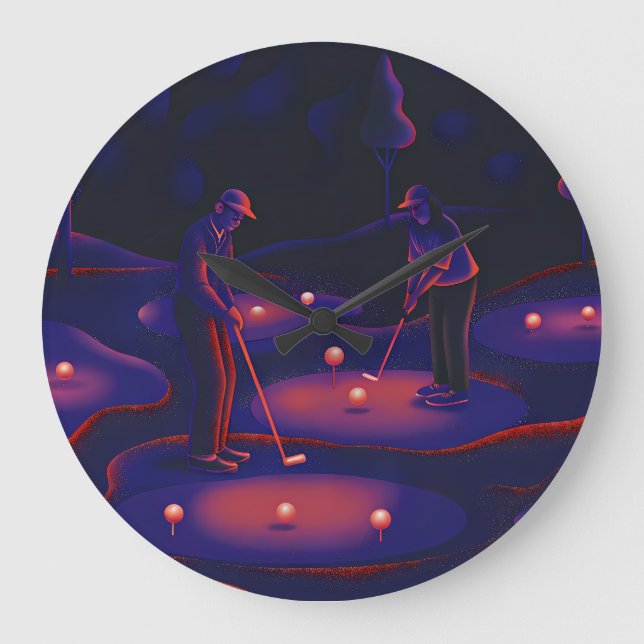Figures Reaching for Celestial Bodies Large Clock (Front)