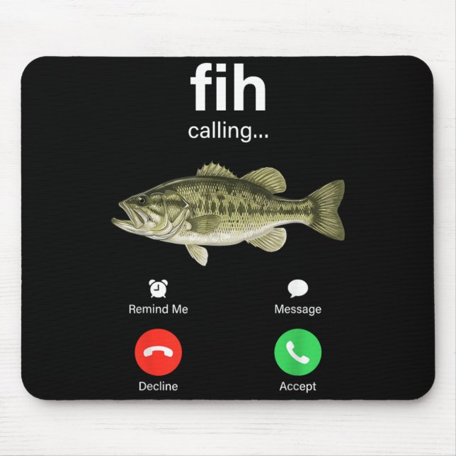 Fih Calling Decline Accept Phone Call Funny Fish Mouse Pad (Front)