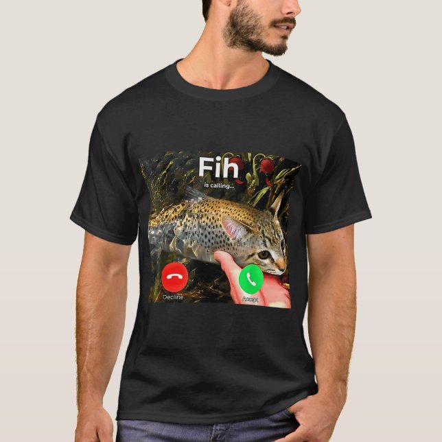 FIH Funny Cat Fish Meme Misspelled T-Shirt (Front)