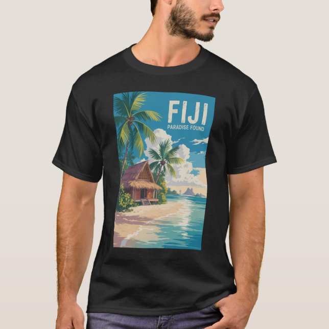 Fiji Beach Hut Travel Art Vintage T-Shirt (Front)