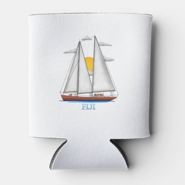 Fiji Coastal Nautical Sailing Sailor Can Cooler (Front)