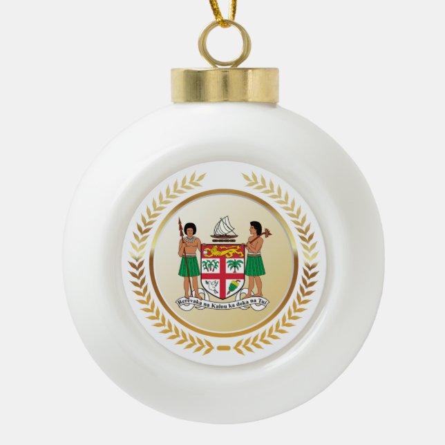 Fiji Coat of Arms Ceramic Ball Christmas Ornament (Front)