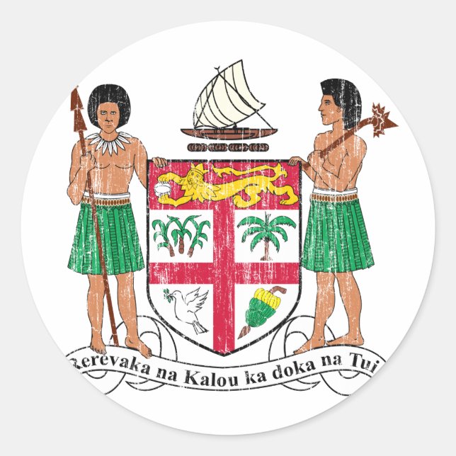 Fiji Coat Of Arms Classic Round Sticker (Front)