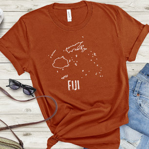 Fiji Country Map Border Line Fijian Outline Shape T-Shirt