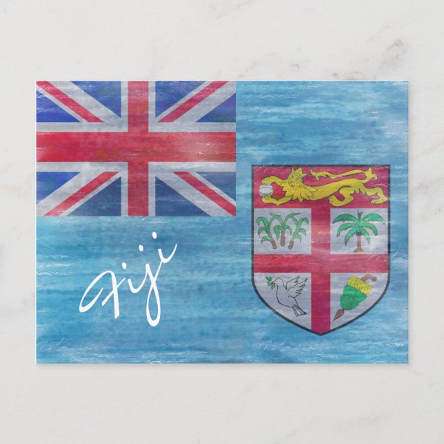 Fiji distressed flag postcard (Front)