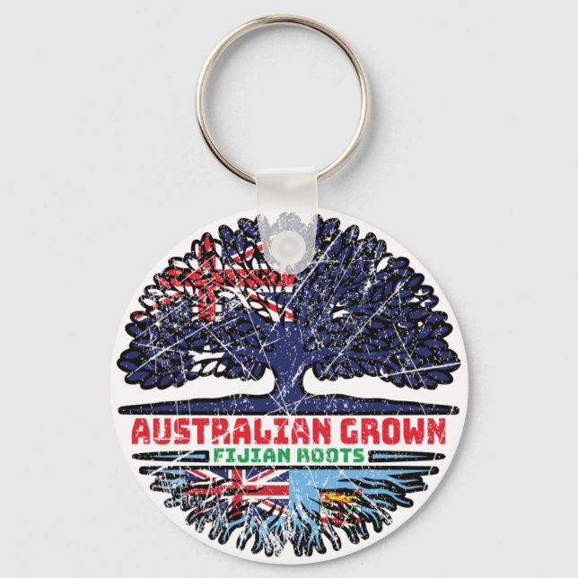 Fiji Fijian Australian Australia Tree Roots Flag Key Ring (Front)