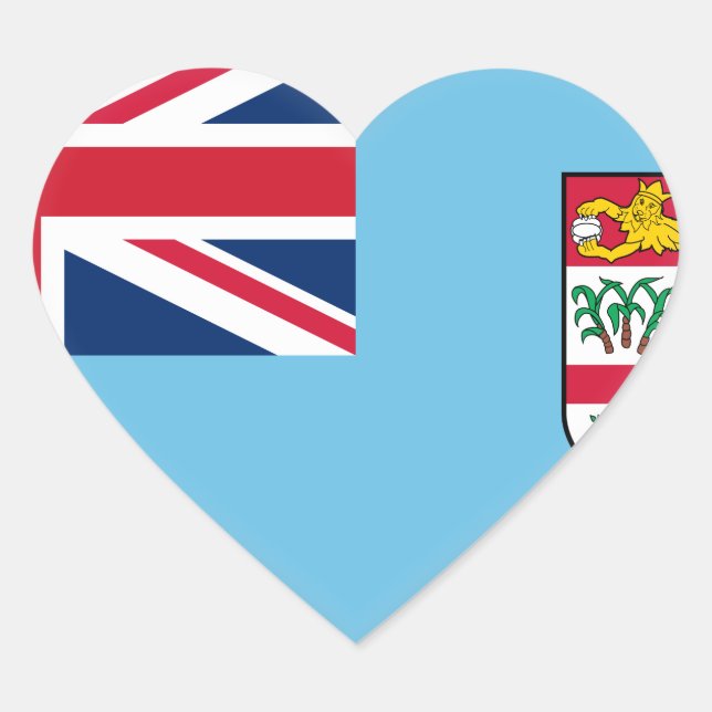 Fiji Flag Heart Sticker (Front)
