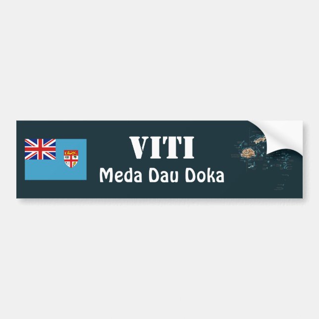 Fiji Flag + Map Bumper Sticker (Front)
