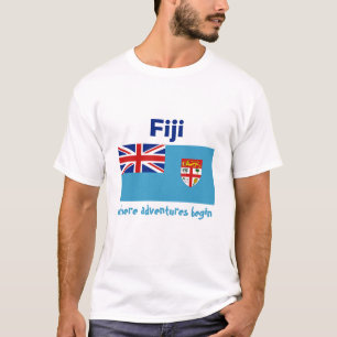 Fiji Flag + Map + Text T-Shirt
