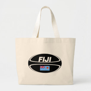 Fiji Flag Rugby Ball Large Tote Bag