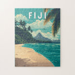 Fiji Illustration Travel Art Vintage Jigsaw Puzzle<br><div class="desc">Fiji retro vector travel design. Fiji is a tropical paradise in the South Pacific,  known for its crystal-clear waters,  coral reefs,  and lush island landscapes.</div>