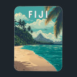 Fiji Illustration Travel Art Vintage Magnet<br><div class="desc">Fiji retro vector travel design. Fiji is a tropical paradise in the South Pacific,  known for its crystal-clear waters,  coral reefs,  and lush island landscapes.</div>