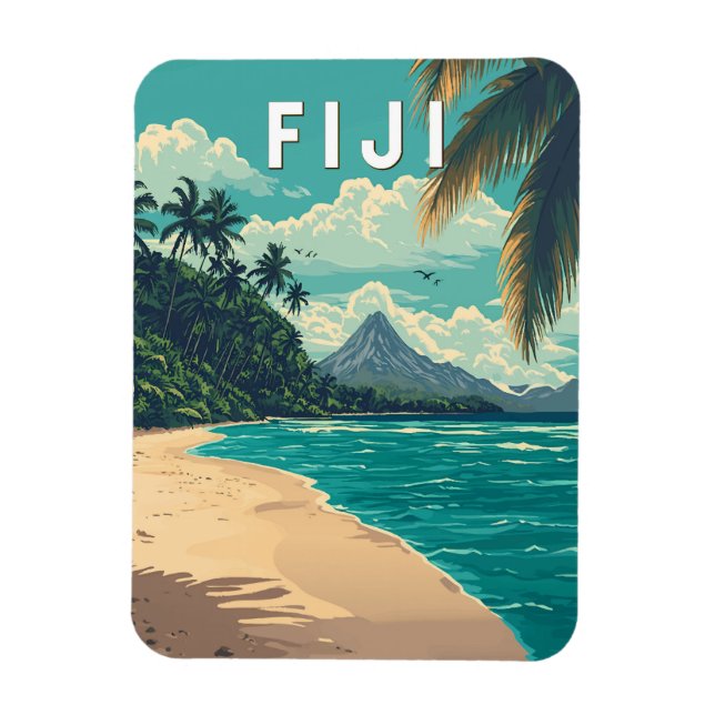 Fiji Illustration Travel Art Vintage Magnet (Vertical)