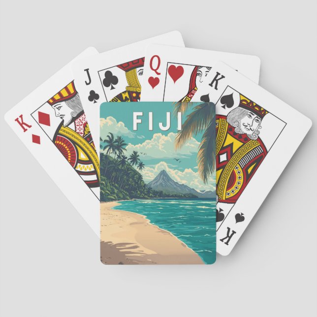 Fiji Illustration Travel Art Vintage Playing Cards (Back)