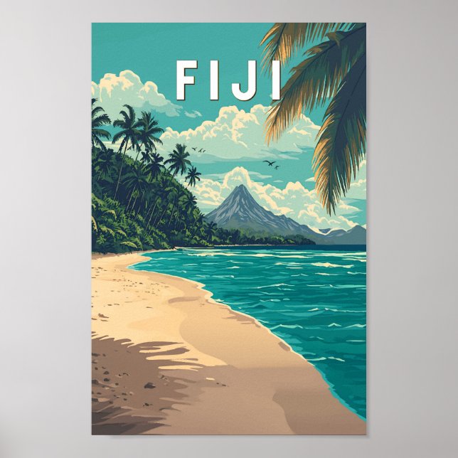 Fiji Illustration Travel Art Vintage Poster (Front)