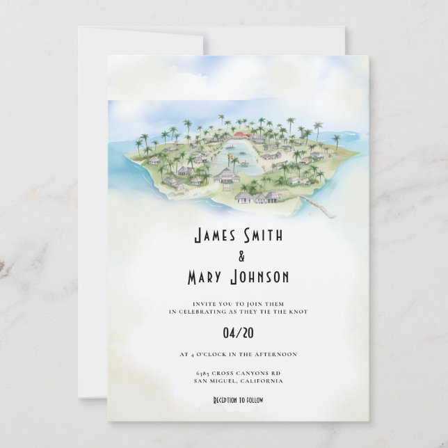 Fiji Island Wedding Invitation destination wedding (Front)