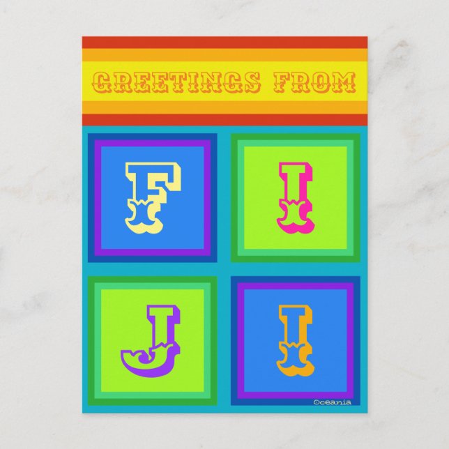 Fiji Islands Oceania colourful vacation Postcard (Front)