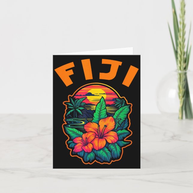 Fiji Islands Pacific Ocean Trocal Flowers Beach Va Card (Front)