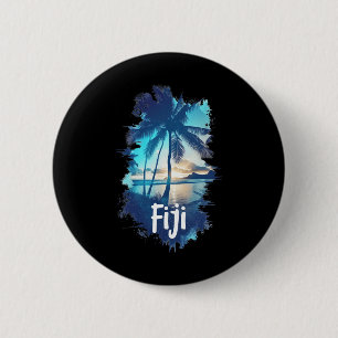 Fiji Palm Trees Beach Sunset Vacation Souvenir For 6 Cm Round Badge
