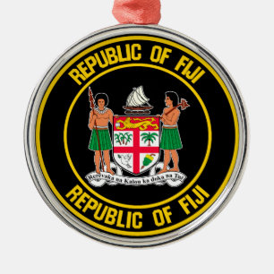 Fiji Round Emblem Metal Tree Decoration