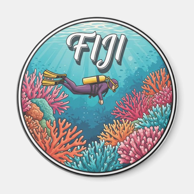 Fiji Scuba Diver Diving Magnet (Front)