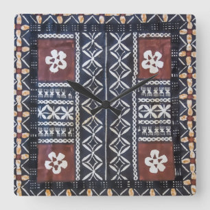 Fiji Tapa Cloth Print Clock